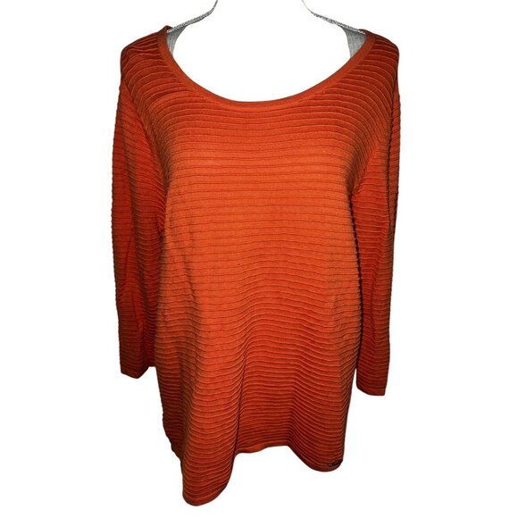 Calvin Klein Ribbed Orange Sweater L Womens Cotton Blend Made In China - Picture 1 of 4